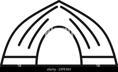 Icône de ligne simple d'une tente de camping, parfait pour représenter des aventures en plein air et de la randonnée Illustration de Vecteur