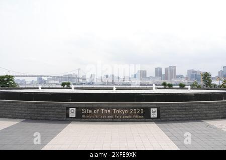 Tokyo, Japon. 27 juin 2024. Vue générale d'une fontaine au Harumi Port Park à Tokyo, Japon, 27 juin 2024. Crédit : AFLO/Alamy Live News Banque D'Images