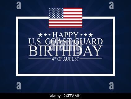 Joyeux anniversaire des garde-côtes américains. 4 août. Concept de vacances. Modèle pour fond, bannière, carte, affiche avec inscription de texte. Vecteur Illustration de Vecteur