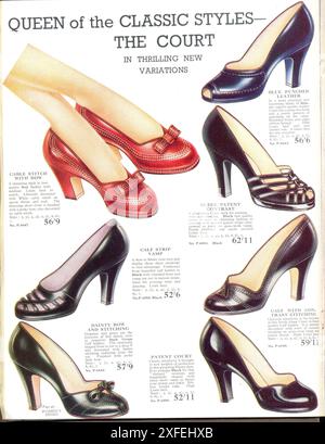 Page de Pryce Jones, The Royal Welsh Warehouse, catalogue de chaussures pour femmes dans le style classique du court 1953 Banque D'Images