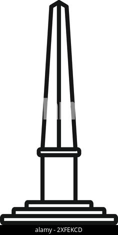 Simple dessin au trait d'un obélisque haut debout sur un piédestal, évoquant l'histoire et l'architecture ancienne Illustration de Vecteur