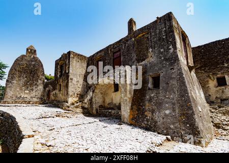 Ruine de Kato Moni Preveli sur l'île méditerranéenne de Crète en Grèce Banque D'Images