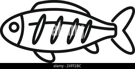 Icône minimaliste d'un poisson grillé, idéal pour représenter des plats de fruits de mer et des restaurants Illustration de Vecteur
