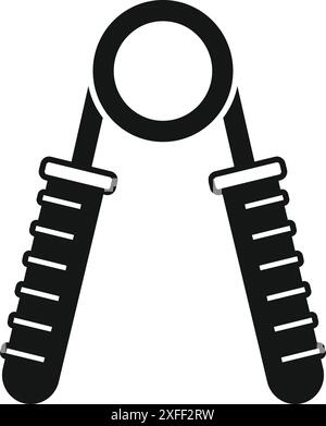 Icône noire et blanche d'un exerciseur de poignée de serrage pour améliorer la force de préhension Illustration de Vecteur