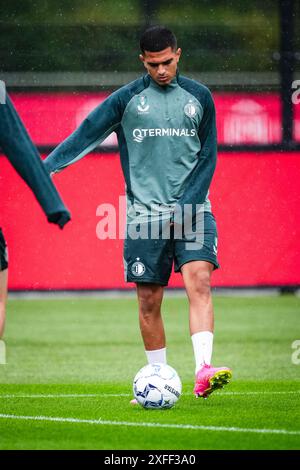 Rotterdam, pays-Bas. 03 juillet 2024. Rotterdam - Ilias Sebaoui de Feyenoord lors de la première formation de Feyenoord le 3 juillet 2024 au Trainingscomplex 1908 à Rotterdam, pays-Bas (VK Sportphoto/Yannick Verhoeven) crédit : Box to box Pictures/Alamy Live News Banque D'Images