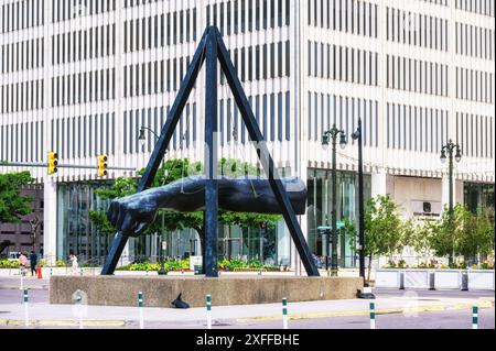 Monument à Joe Louis à Detroit, Michigan, États-Unis Banque D'Images