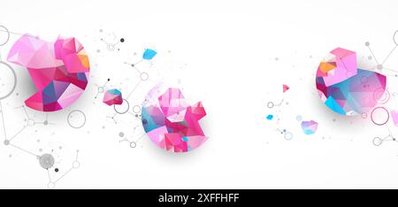 Fond abstrait géométrique avec ligne et points connectés. Fond numérique futuriste pour la science et la technologie. Dessiné à la main. Illustration de Vecteur