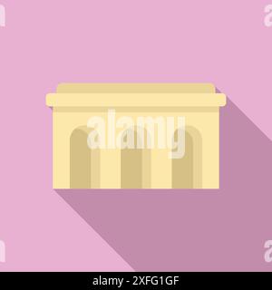 Monument architectural de style plat, arc de triomphe debout sur fond rose avec une longue ombre Illustration de Vecteur