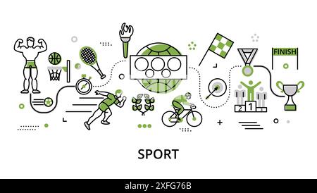 Illustration vectorielle de conception de ligne mince plate moderne, concept de verdure du sport, pour la conception graphique et web Illustration de Vecteur