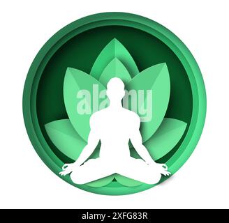 Silhouette humaine se détendre dans l'illustration vectorielle de découpe de la pose de yoga Illustration de Vecteur