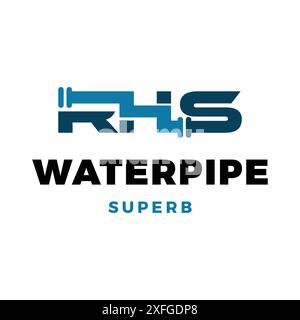 Lettre initiale modèle de conception de logo d'icône de service de conduite d'eau RHS Illustration de Vecteur