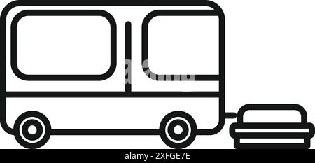 Icône de remorque passager dans un style de contour isolé sur fond blanc Illustration de Vecteur