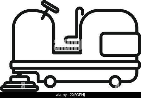 Dessin au trait d'une machine de nettoyage de sol utilisant des brosses rotatives pour un service de nettoyage professionnel Illustration de Vecteur