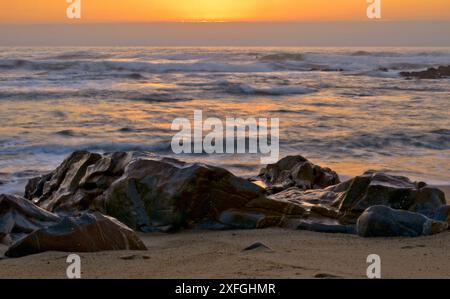 Coucher de soleil Seascape à Matosinhos, Portugal Banque D'Images