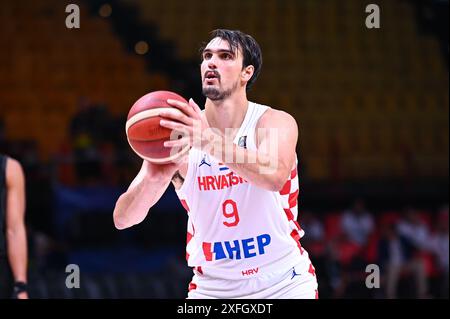 9 le croate Dario Saric joue lors du tournoi de qualification olympique FIBA 2024, match entre la Croatie et la Nouvelle-Zélande au Peace & amp ; Friendship Stadium le 3 juillet 2024, au Pirée, en Grèce. Banque D'Images