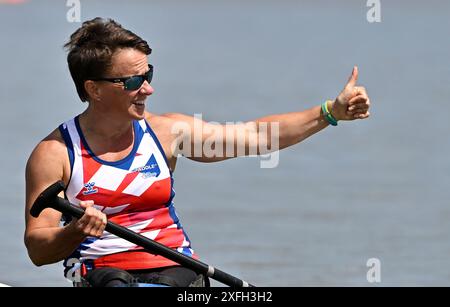 Szeged. Hongrie. 10 mai 2024. La Coupe du monde de canoë-sprint ICF 2024 et les Championnats du monde de paracanoe. Parc aquatique olympique de Szeged. Emma Wiggs (GBR) lors des Championnats du monde de Paracanoe/Coupe du monde de canoë sprint à Szeged, Hongrie. Banque D'Images