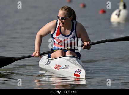 Szeged. Hongrie. 10 mai 2024. La Coupe du monde de canoë-sprint ICF 2024 et les Championnats du monde de paracanoe. Parc aquatique olympique de Szeged. Laura Sugar (GBR) lors des Championnats du monde de paracanoe/Coupe du monde de canoë sprint à Szeged, Hongrie. Banque D'Images