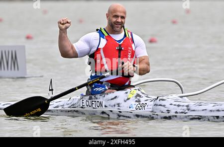 Szeged. Hongrie. 11 mai 2024. La Coupe du monde de canoë-sprint ICF 2024 et les Championnats du monde de paracanoe. Parc aquatique olympique de Szeged. Edward Clifton (GBR) lors des Championnats du monde de paracanoe/Coupe du monde de sprint de canoë à Szeged, Hongrie. Banque D'Images