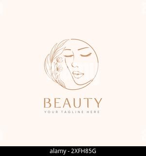 Logo cosmétique de beauté pour les produits cosmétiques, salon de beauté, spa, centre de beauté, salons de coiffure, etc Illustration de Vecteur