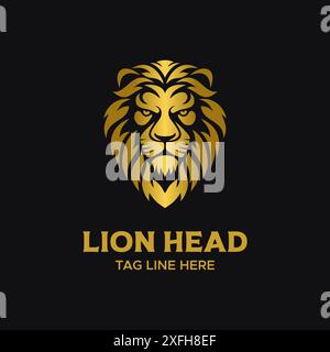 Vecteur de conception de logo de tête de lion d'or Illustration de Vecteur