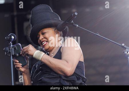 Lisa Fischer se produit sur scène au Festival International de Jazz de Montréal, Montréal, Québec, Canada Banque D'Images