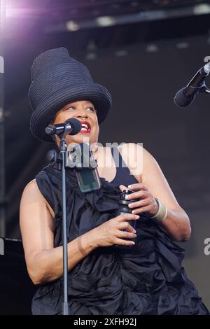 Lisa Fischer se produit sur scène au Festival International de Jazz de Montréal, Montréal, Québec, Canada Banque D'Images