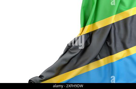 Drapeau de Tanzanie avec un espace vide sur la gauche. Isolé. Rendu 3D. Banque D'Images