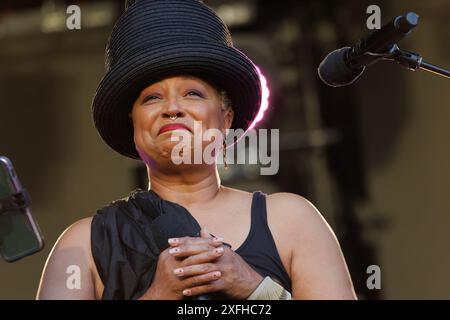 Lisa Fischer se produit sur scène au Festival International de Jazz de Montréal, Montréal, Québec, Canada Banque D'Images