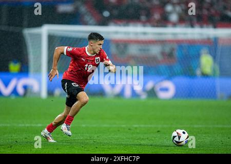 Leipzig, Allemagne. 02 juillet 2024. Leipzig, Allemagne, 2 juillet 2024 : Christoph Baumgartner (19 Autriche) se lance dans le match de football UEFA EURO 2024 Allemagne Round 16 entre l'Autriche et Turkiye au stade de Leipzig à Leipzig, en Allemagne. (Daniela Porcelli/SPP) crédit : SPP Sport Press photo. /Alamy Live News Banque D'Images