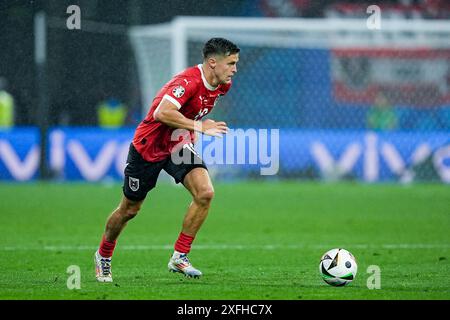 Leipzig, Allemagne. 02 juillet 2024. Leipzig, Allemagne, 2 juillet 2024 : Christoph Baumgartner (19 Autriche) se lance dans le match de football UEFA EURO 2024 Allemagne Round 16 entre l'Autriche et Turkiye au stade de Leipzig à Leipzig, en Allemagne. (Daniela Porcelli/SPP) crédit : SPP Sport Press photo. /Alamy Live News Banque D'Images