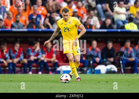 Munich, Allemagne. 02 juillet 2024. Bogdan Racovitan (24 ans), roumain, vu lors de la manche 16 de l'UEFA Euro 2024 entre la Roumanie et les pays-Bas à l'Allianz Arena de Munich. Banque D'Images