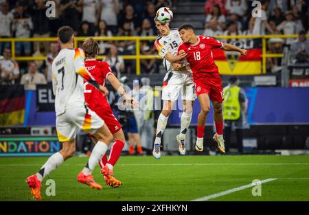 Dortmund, Allemagne. 29 juin 2024. Nico Schlotterbeck (DFB) Alexander Bah (Danemark) Allemagne - Danemark Deutschland - Dänemark 29.06.2024 Copyright ( Banque D'Images