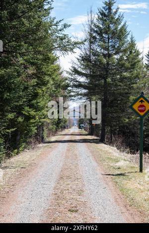 Sentier TRANS Canada du côté québécois à Degelis, Québec, Canada Banque D'Images