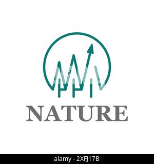 Green Pine Tree nature flèche ascendante Circle Line Art logo d'entreprise modèle Illustration de Vecteur