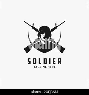 Illustration de conception de logo soldat Illustration de Vecteur