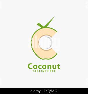 Lettre C pour la conception du logo noix de coco Illustration de Vecteur