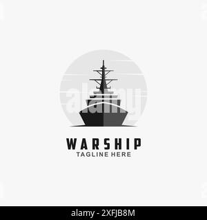 Illustration de conception de logo de navire de guerre Illustration de Vecteur