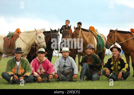 Oulan-Bator, Mongolie, 5 août 2023. Festival Danshig Naadam Khuree TSAM. Crédit : L.Enkh-Orgil. Banque D'Images