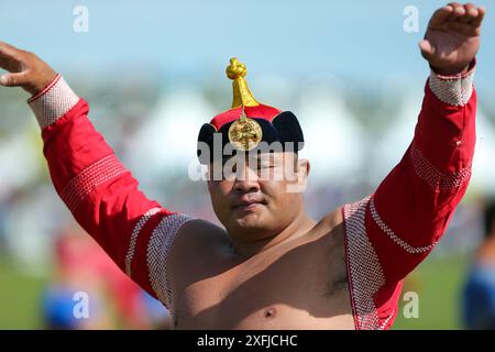 Oulan-Bator, Mongolie, 5 août 2023. Festival Danshig Naadam Khuree TSAM. Crédit : L.Enkh-Orgil. Banque D'Images