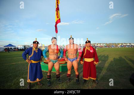 Oulan-Bator, Mongolie, 5 août 2023. Festival Danshig Naadam Khuree TSAM. Crédit : L.Enkh-Orgil. Banque D'Images