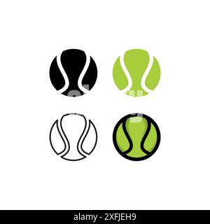 Jeu d'icônes de balle de tennis illustration vectorielle. Logo Tennis-ball Illustration de Vecteur