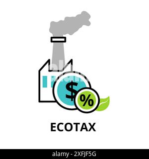 Icône de conception de ligne mince plate moderne, illustration vectorielle, concept infographique de l'icône Ecotax, pour la conception graphique et web Illustration de Vecteur