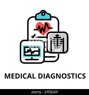 Concept de l'icône de diagnostic médical, illustration vectorielle moderne de conception de ligne éditable plate, pour la conception graphique et Web Illustration de Vecteur