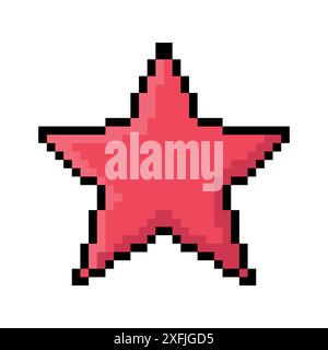 Symbole d'émoticône Red Star, illustration vectorielle de conception d'art de pixel Illustration de Vecteur