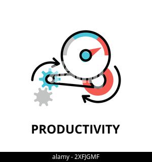 Concept d'icône de productivité, illustration vectorielle de conception de ligne mince plate moderne, pour la conception graphique et web Illustration de Vecteur