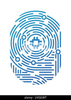 Concept Network et Cyber Security dans le style d'empreinte digitale, illustration vectorielle de conception plate, pour la conception graphique et web Illustration de Vecteur