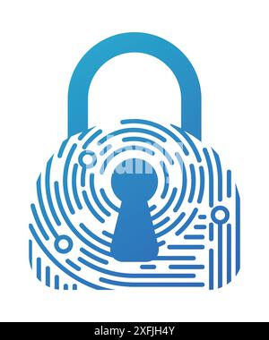 Concept Network et Cyber Security dans le style d'empreinte digitale, illustration vectorielle de conception plate, pour la conception graphique et web Illustration de Vecteur