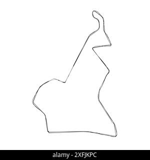 Cameroun pays carte simplifiée. Mince contour d'esquisse triple crayon isolé sur fond blanc. Icône vectorielle simple Illustration de Vecteur