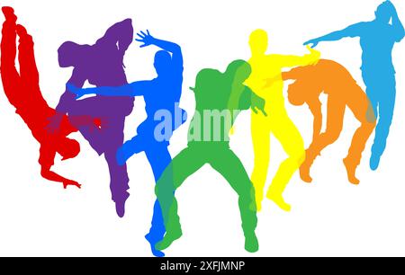 Danseurs Silhouette Street Dance pose silhouettes Illustration de Vecteur