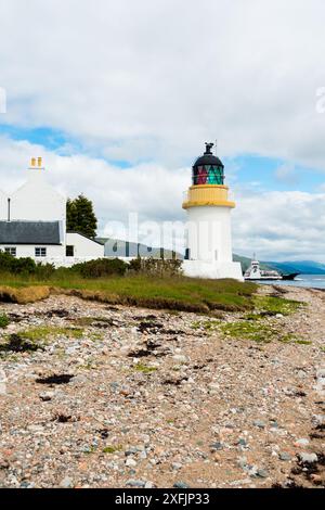 Phare de Corran point, Argour, Lochaber, Highland, Écosse, ROYAUME-UNI. Banque D'Images